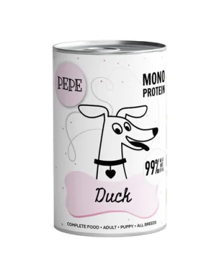 PAKA ZWIERZAKA PEPE Hrană umedă monoproteică cu carne de rață 99% 800 g