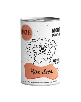 PAKA ZWIERZAKA PEPE Hrană umedă monoproteică cu carne de căprioară 99% 800 g