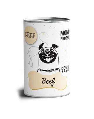 PAKA ZWIERZAKA PEPE Hrană umedă monoproteică cu carne de vită 99% 800 g