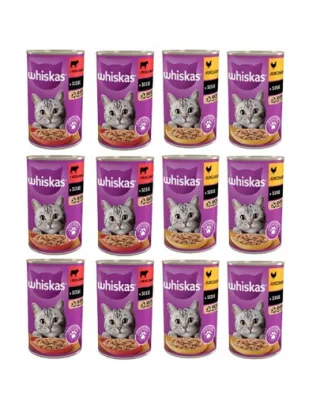Whiskas Adult Mix 12x400 g hrană umedă pisici pui și vită în sos