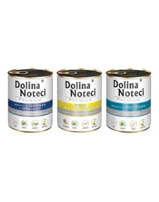 DOLINA NOTECI Premium mix arome 30x800 g set hrană câini (pui, cod cu broccoli, păstrăv)