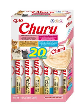 INABA Churu Variety Seafood fructe de mare si ton pentru pisici multibox 20x14 g (280 g)