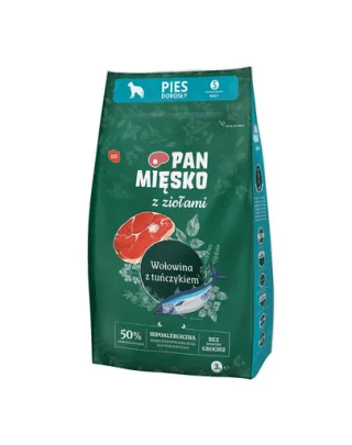 PAN MIĘSKO cu ierburi aromatice, vita si ton S 3 kg hrana caini rase mici