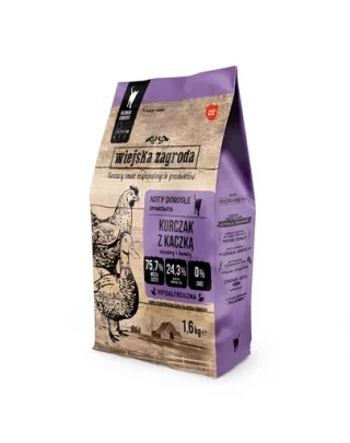 WIEJSKA ZAGRODA Hrana uscata pisici, cu pui si rata 1,6 kg