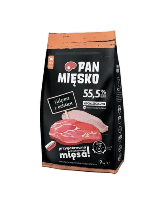 PAN MIĘSKO hrana caini cu vitel si curcan M 9 kg