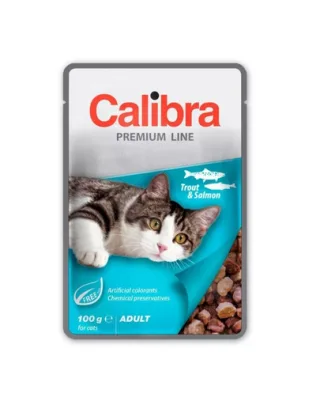 CALIBRA Cat Premium Line Adult Trout&amp;Salmon 100 g cu pastrav si somon pentru pisici adulte