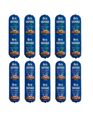BRIT Premium Sausage baton hrană câine 10x800 g (pui, curcan, mazăre și curcan)