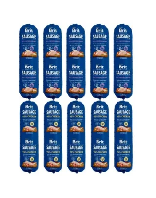 BRIT Premium Sausage mix baton carne caini 10x800 g (pui&amp;iepure, pui)