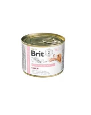 BRIT VD Grain Free Hypoallergenic conservă 200 g somon cu mazăre pentru câini cu intoleranță alimentară