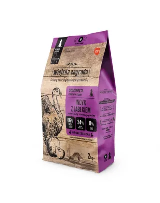 WIEJSKA ZAGRODA Hrană uscată pentru căței curcan cu măr M 2 kg