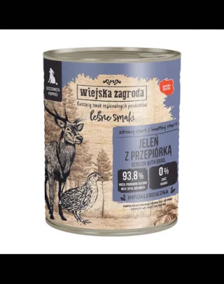 WIEJSKA ZAGRODA hrană umedă pentru căței cu cerb și prepeliță (Gusturi de Pădure) 800 g