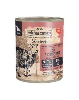 WIEJSKA ZAGRODA Hrană umedă pentru câini seniori cu mistreț și miel (Gusturi de Pădure) 800 g