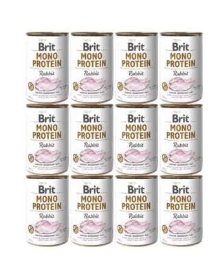 BRIT Mono Protein Rabbit 12x400 g cu iepure hrană umedă câini