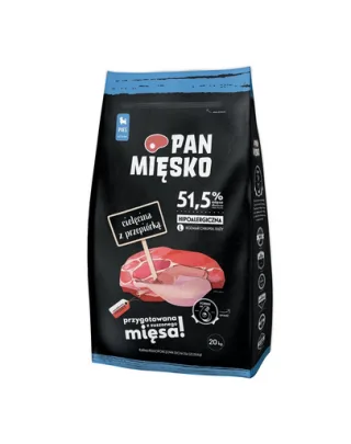PAN MIĘSKO Vițel cu prepeliță pentru căței, crochete L 20 kg