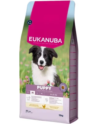 EUKANUBA Puppy Medium Breeds Chicken 15 kg hrană pentru căței rase medii, bogată în pui proaspăt