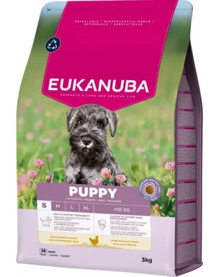 EUKANUBA Puppy Small Breeds Chicken 3 kg hrană căței rase mici bogată în pui proaspăt
