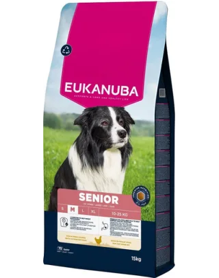 EUKANUBA Senior Medium Breeds Chicken 15 kg hrană câine senior rasă medie, bogată în pui proaspăt