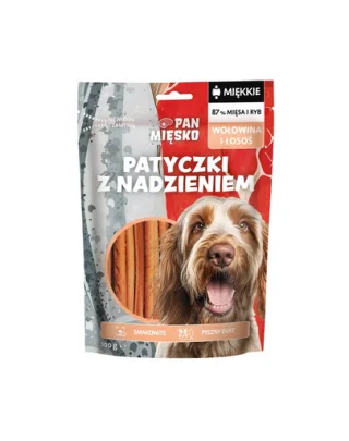 PAN MIĘSKO Bețișoare cu umplutură de Vită și Somon gustare pentru câini 100 g