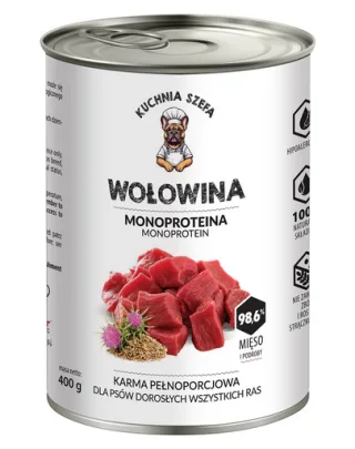 KUCHNIA SZEFA monoproteică vită hrană câini adulți 400 g