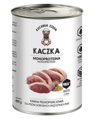 KUCHNIA SZEFA cu rață hrană monoproteină pentru câini 400 g