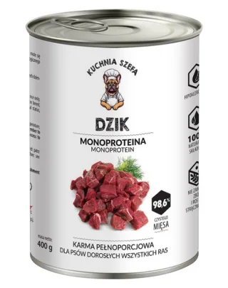 KUCHNIA SZEFA cu mistreț conservă 400 g hrană monoproteină câini