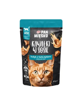 PAN MIĘSKO hrană pisici bucățele curcan cu ton în sos 85 g