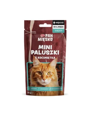 PAN MIĘSKO Mini bețișoare de rață cu iarba-mâței gustări pentru pisici 50 g