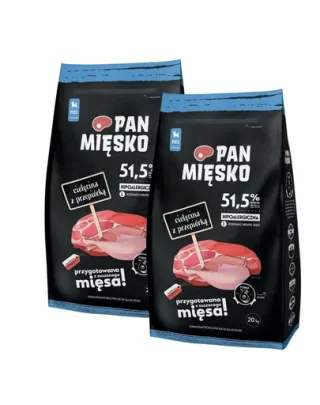 PAN MIĘSKO hrană căței crochete L 2x20 kg vițel și prepeliță