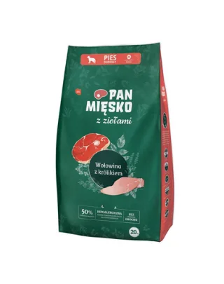 PAN MIĘSKO saci hrană câini medii M 2x20 kg vită și iepure