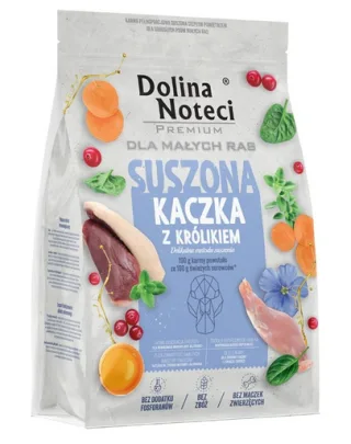 DOLINA NOTECI Premium Rață cu Iepure hrană uscată pentru câini de rase mici, 3 kg