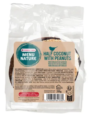 VERSELE-LAGA Menu Nature Jumatate nuca cocos cu umplutura de grasime si nuci 200g hrana pentru pasari salbatice
