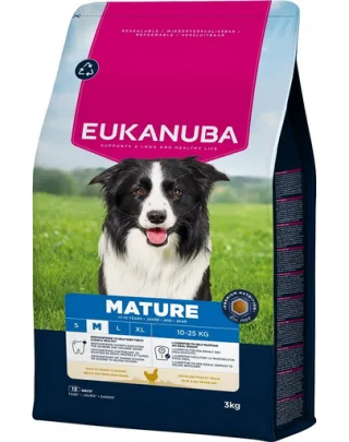 EUKANUBA Mature Medium Breeds Chicken 3 kg hrană câini maturi rase medii, bogată în pui proaspăt