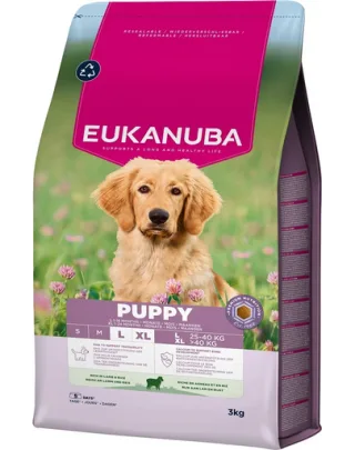 EUKANUBA Puppy Large Breeds Lamb Rice 3 kg hrană căței rase mari bogată în miel și orez