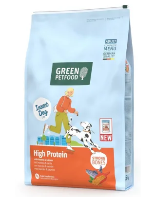 GREEN PETFOOD InsectDog with Salmon High Protein 7,5kg insecte și somon pentru câini activi