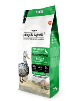WIEJSKA ZAGRODA Hrană uscată monoproteică cu rață pentru câini M/L 12 kg