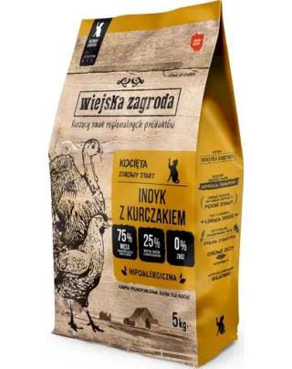 WIEJSKA ZAGRODA Curcan cu pui hrană uscată pentru pisoi 5 kg