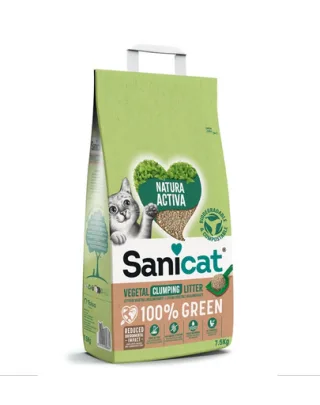 SANICAT Natura Activa 100% Green 7,5 kg nisip vegetal aglomerant pisici