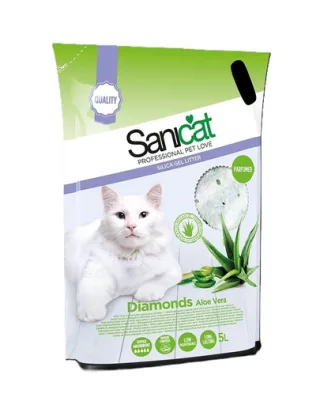 SANICAT Diamonds Aloe Vera 5 L nisip silicat absorbant pentru pisici