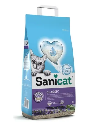 SANICAT Classic Lavender Nisip mineral pentru pisici cu parfum de lavandă 8 L