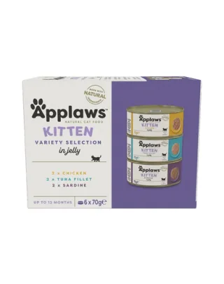 APPLAWS Applaws Cat Tin Multipack Kitten Selection Hrana umeda pentru pisci adulte, cu peste si pui 6 x 70 g
