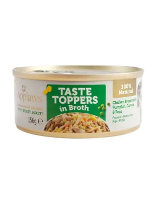 APPLAWS Taste Toppers Conserva pentru caini, piept de pui, dovleac, mazare in sos 156 g