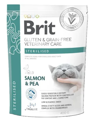 BRIT Grain Free Veterinary Care Cat Sterilised somon și mazăre 400 g