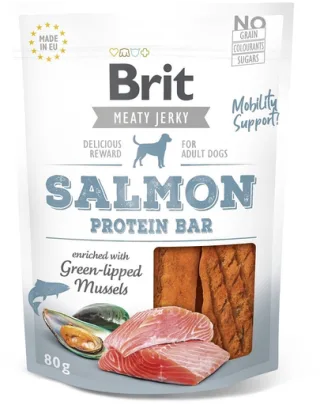 BRIT Jerky Snack Salmon protein bar Recompense caini, cu somon 80 g