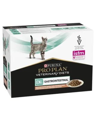 PURINA PRO PLAN Veterinary Diet Feline Gastrointestinal cu somon 10x85 g hrană umedă veterinară pentru pisici