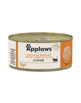 APPLAWS Cat Adult Chicken with Tuna in Broth 70 g pui și ton în supă