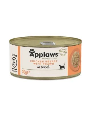 APPLAWS Cat Adult Chicken with Prawn in Broth 70 g pui și crevete în supă