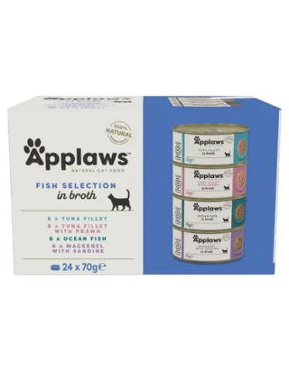 APPLAWS Cat Adult Fish Selection Multipack in Broth 24x70 g mix arome în supă