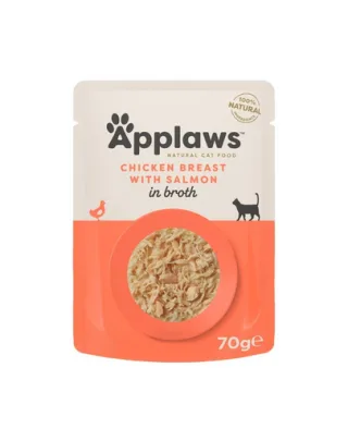 APPLAWS Cat Adult Pouch Chicken with Salmon piept pui cu somon în bulion 70 g