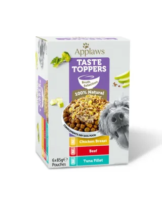 APPLAWS Dog Taste Toppers Broth Selection Multipack 6x85 g mix arome plic în supă