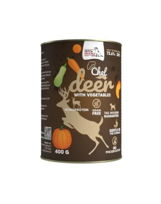 SYTA MICHA Chef Monoprotein hrană umedă pentru câini cu cerb și legume 400 g